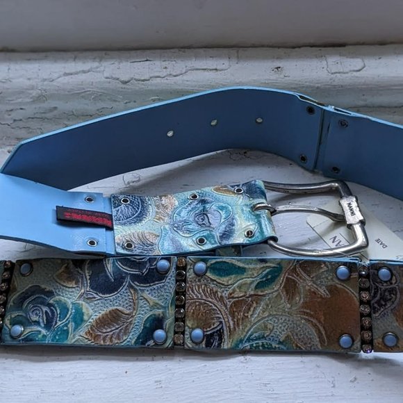Nanni Blue + Multicolor Leather Belt With Bergdorf Goodman\'s Tag main image 10